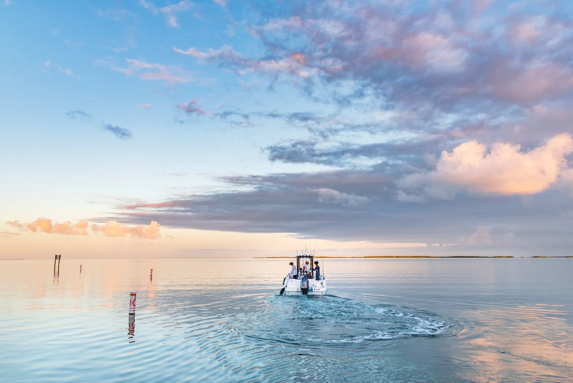 boating at sunrise in vero beach
